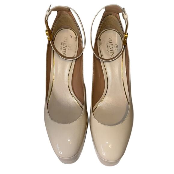 Valentino Garavani Tan Go Cream Patent Leather Platform Heels Size 40 - Picture 4 of 15